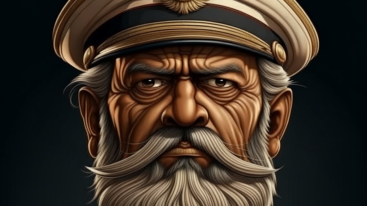 Portrait of a Stern Ship Captain with White Beard