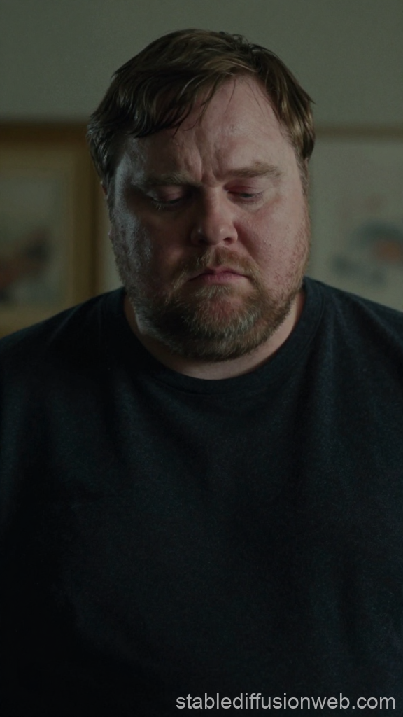 Portrait of a Tired Stocky Man in Thought