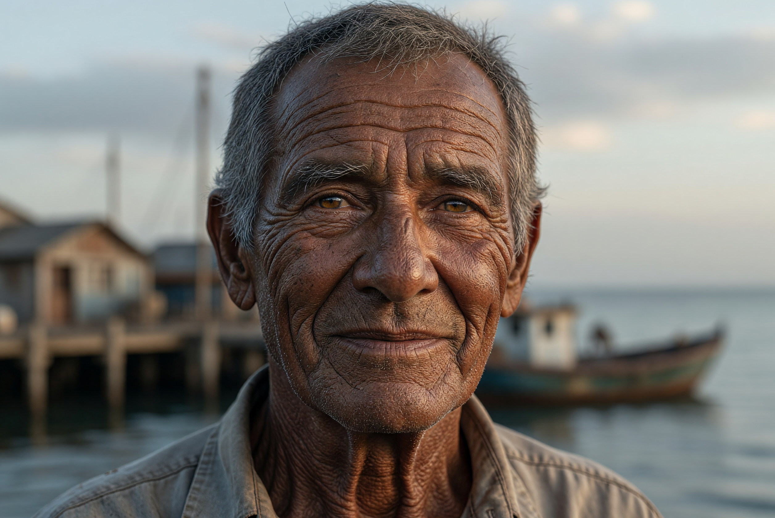 Portrait of a Weathered Fisherman by the Sea