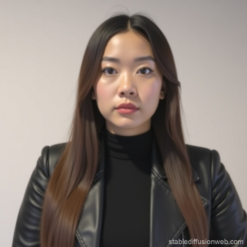 Portrait of a Woman in Black Leather Jacket
