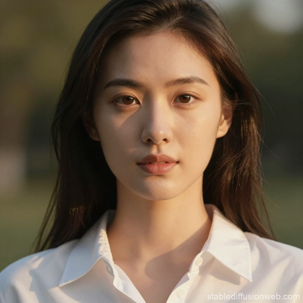 Portrait of a Woman in White Shirt with Natural Light