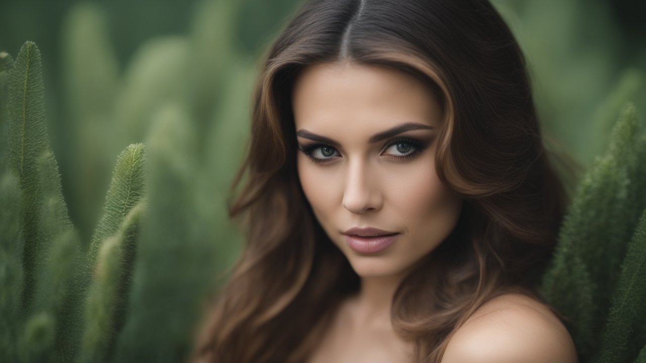 Portrait of a Woman Surrounded by Greenery