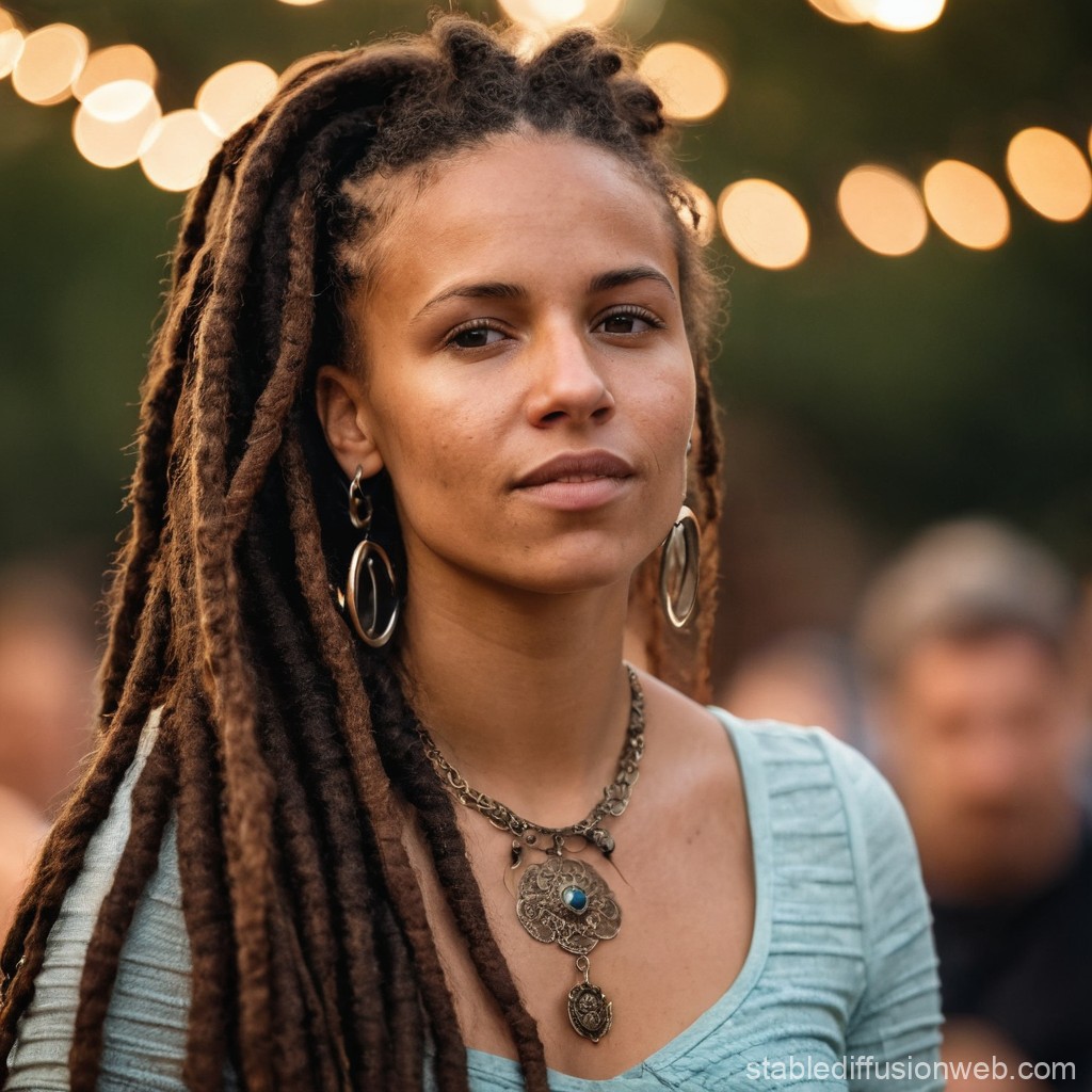 Portrait of a Woman with Dreadlocks and Jewelry