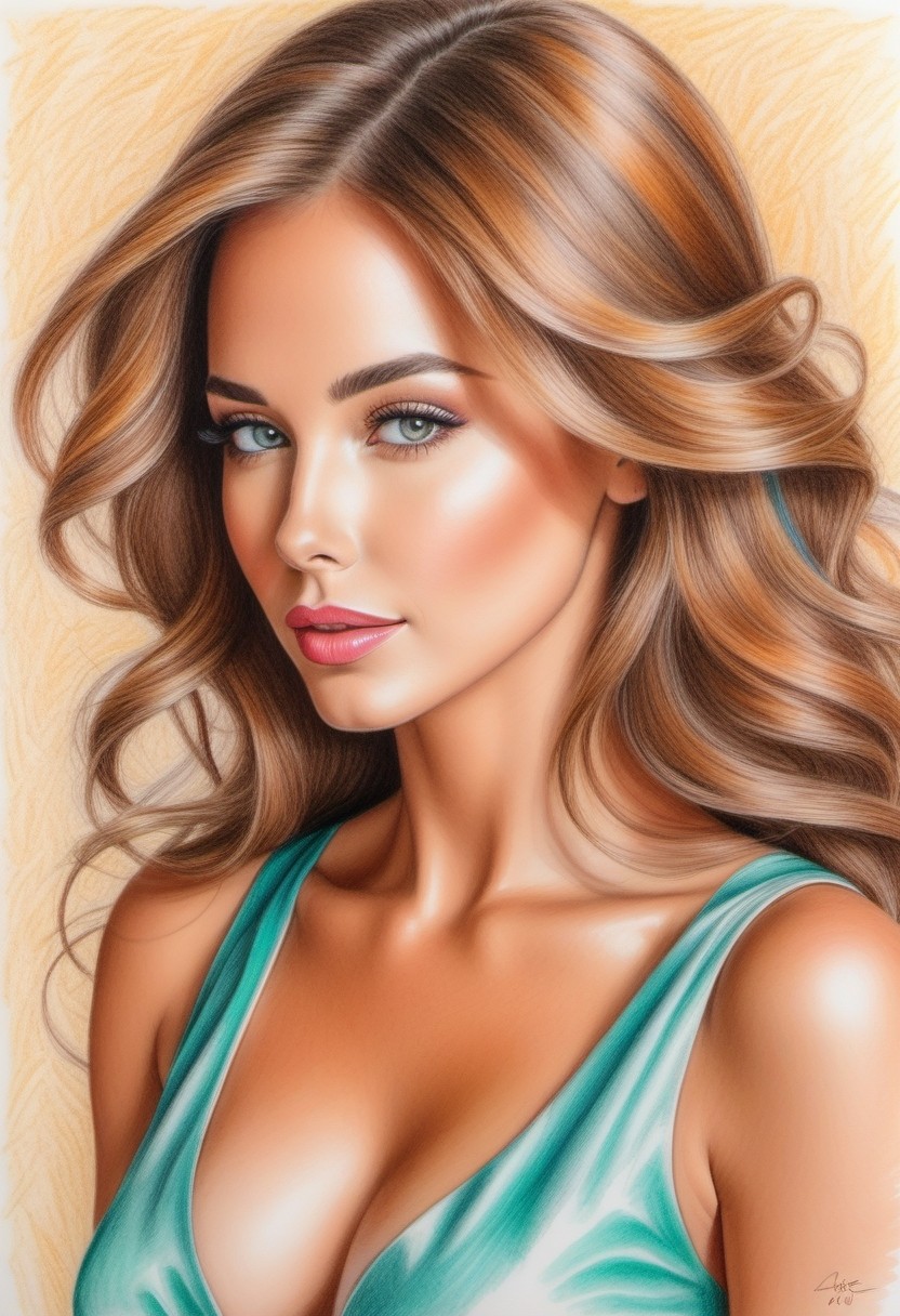 Portrait of a Woman with Flowing Hair in Soft Lighting