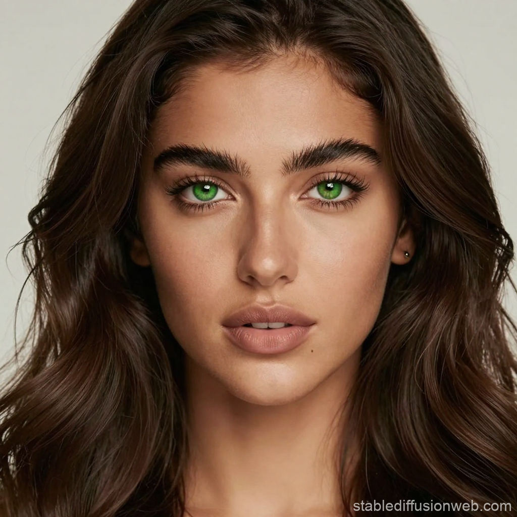 Portrait of a Woman with Striking Green Eyes