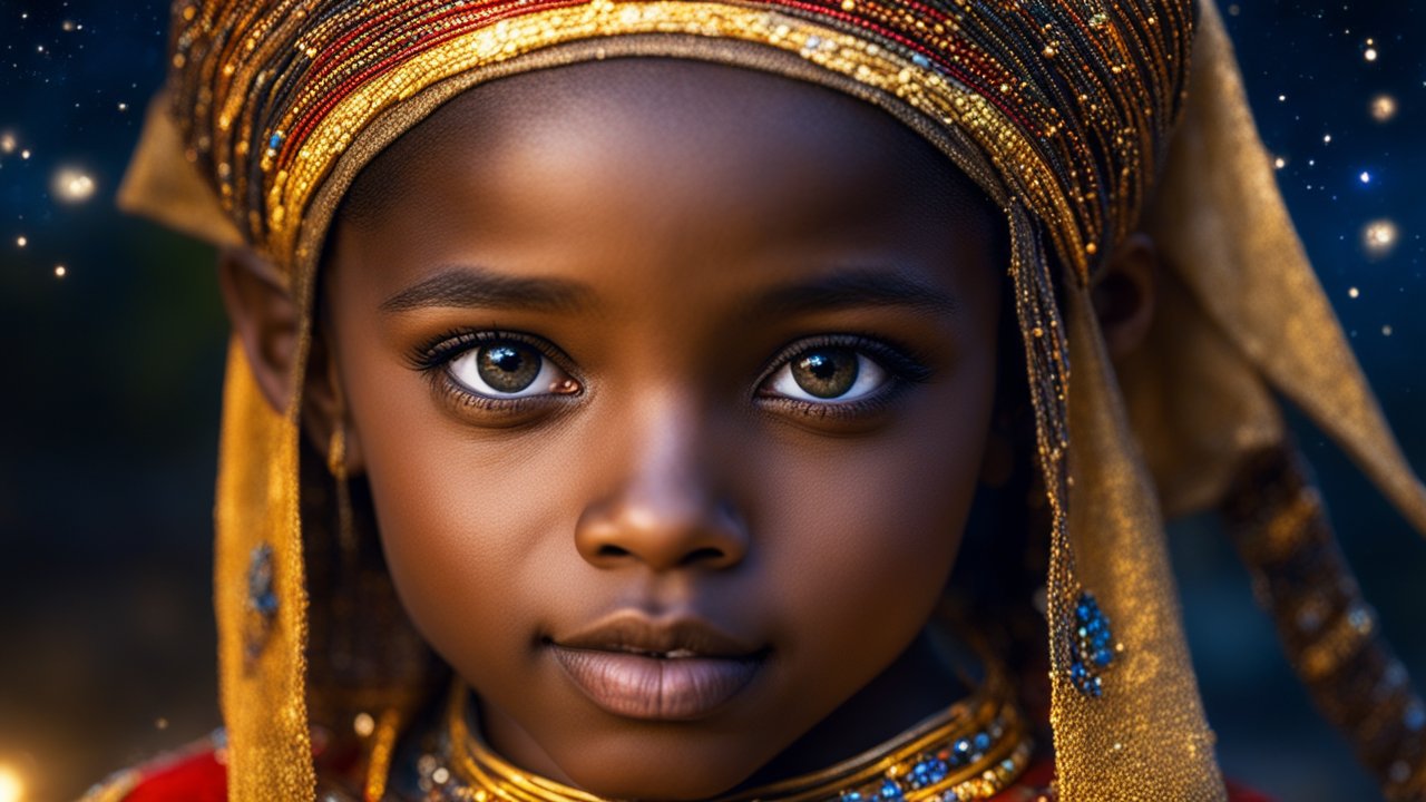Portrait of a Young Ethiopian Child in Traditional Attire