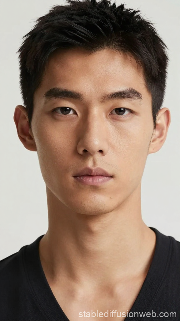 Portrait of a Young Male Model with Short Hair
