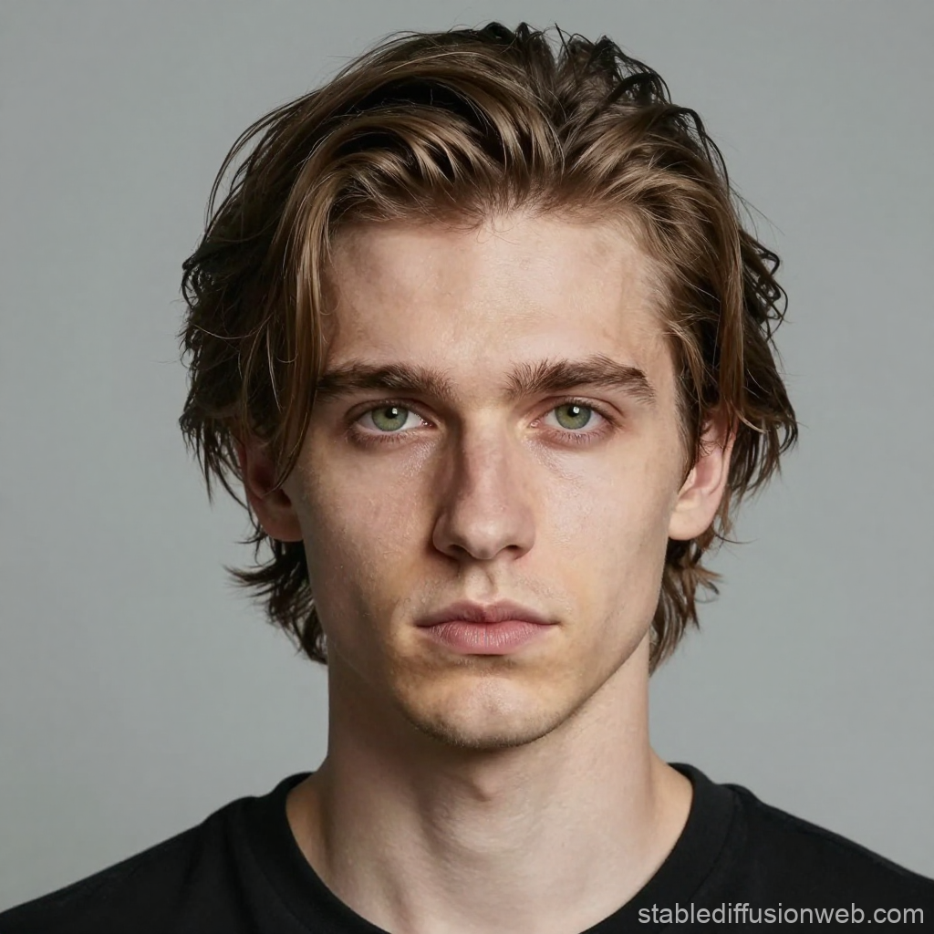 Portrait of a Young Man with Blonde Hair and Green Eyes