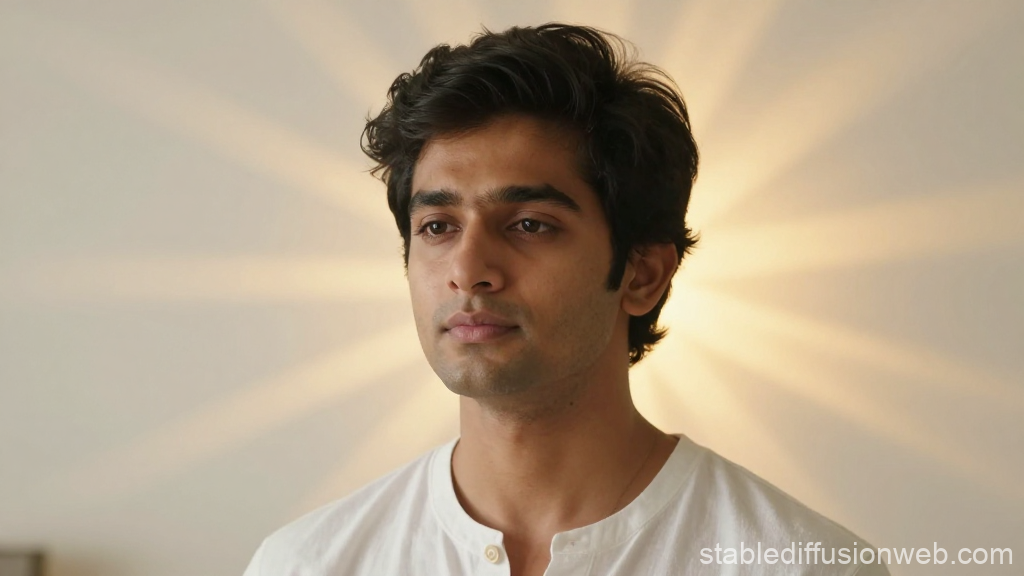 Portrait of a Young South Asian Male with Radiant Light