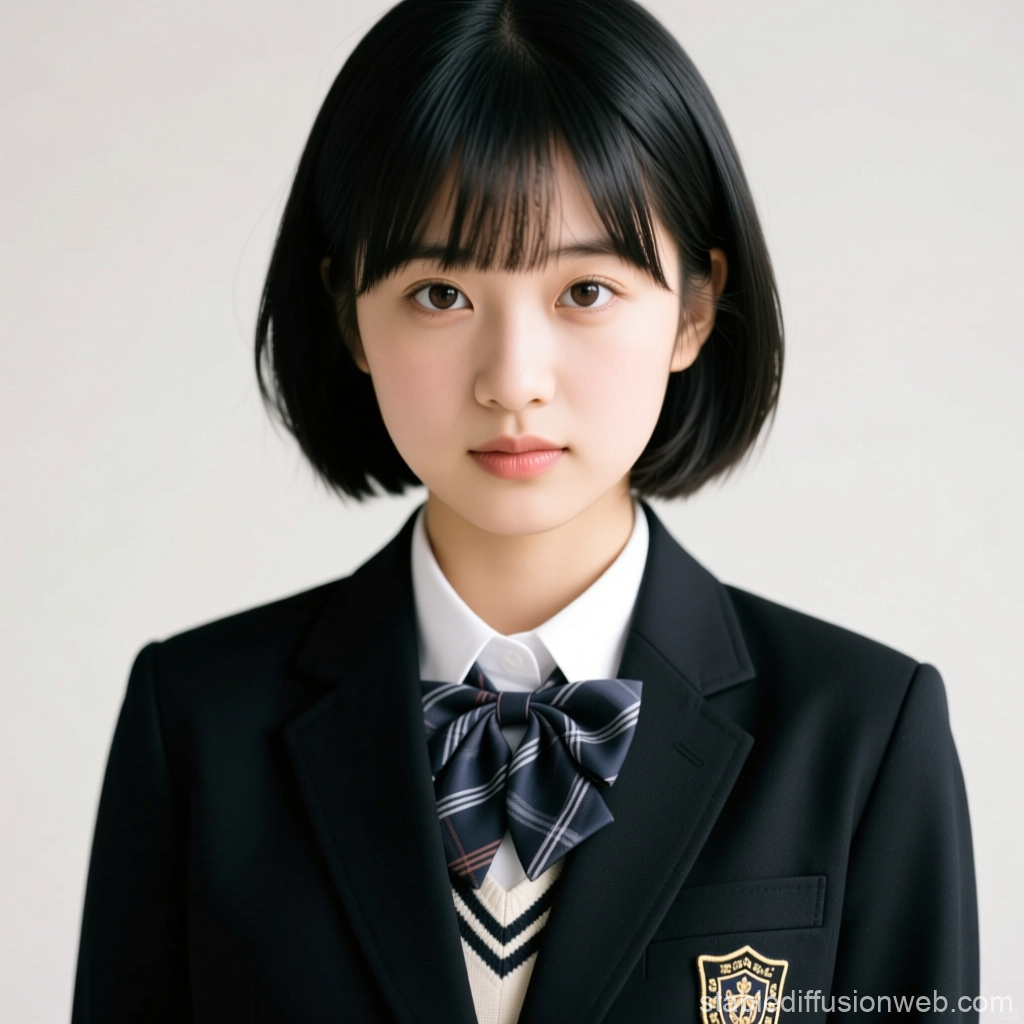 Portrait of a Young Student in School Uniform