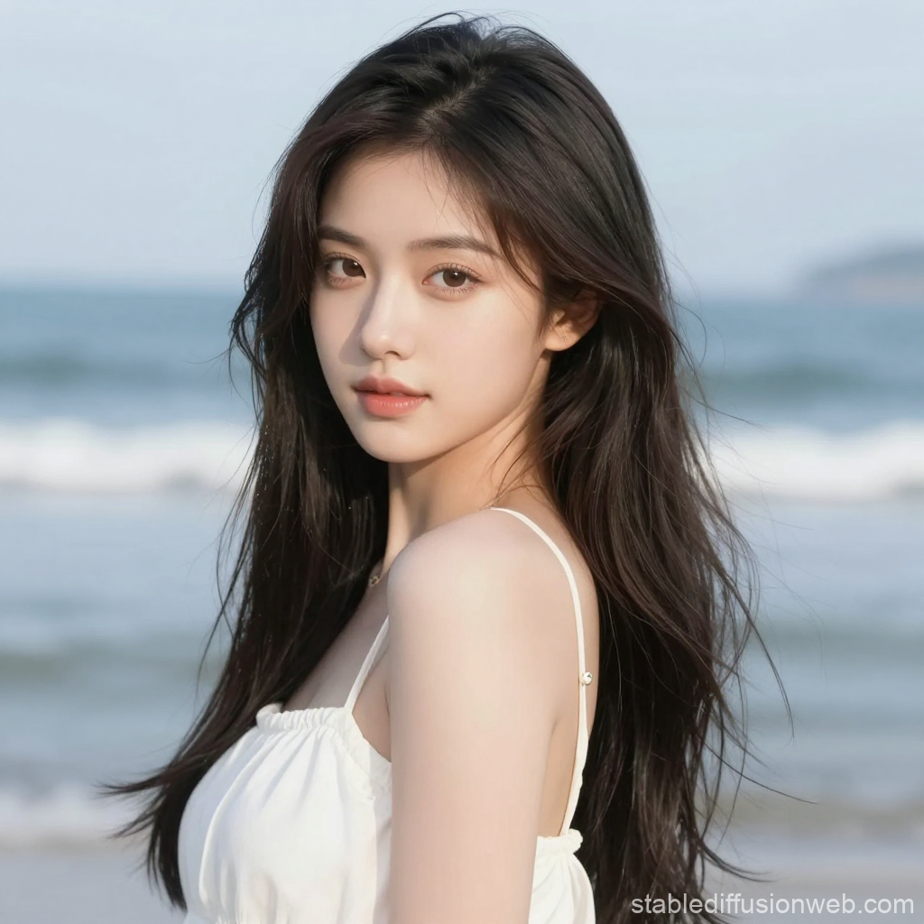 Portrait of a Young Woman by the Sea