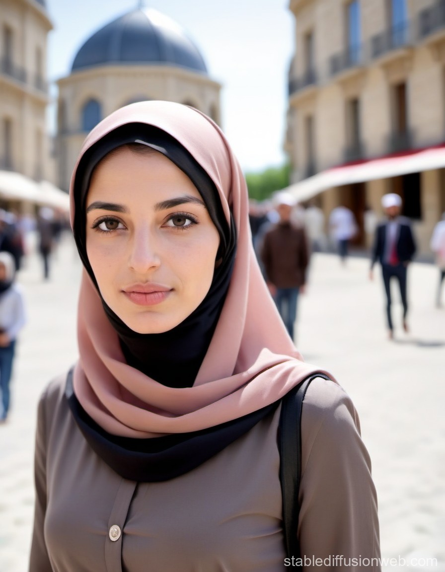 Portrait of a Young Woman in Hijab in Urban Setting