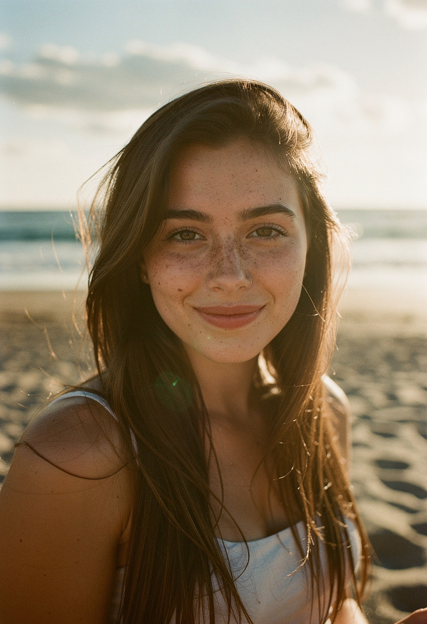 Portrait of a Young Woman Smiling at the Beach