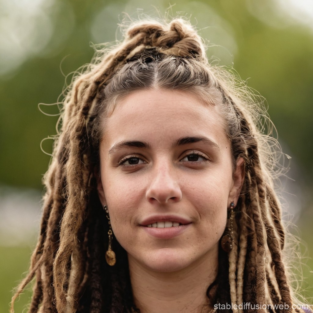 Portrait of a Young Woman with Dreadlocks Outdoors