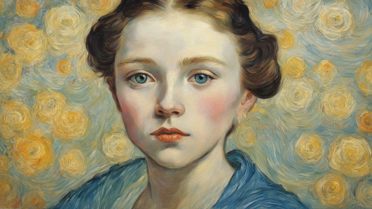 Portrait of a Young Woman with Floral Background