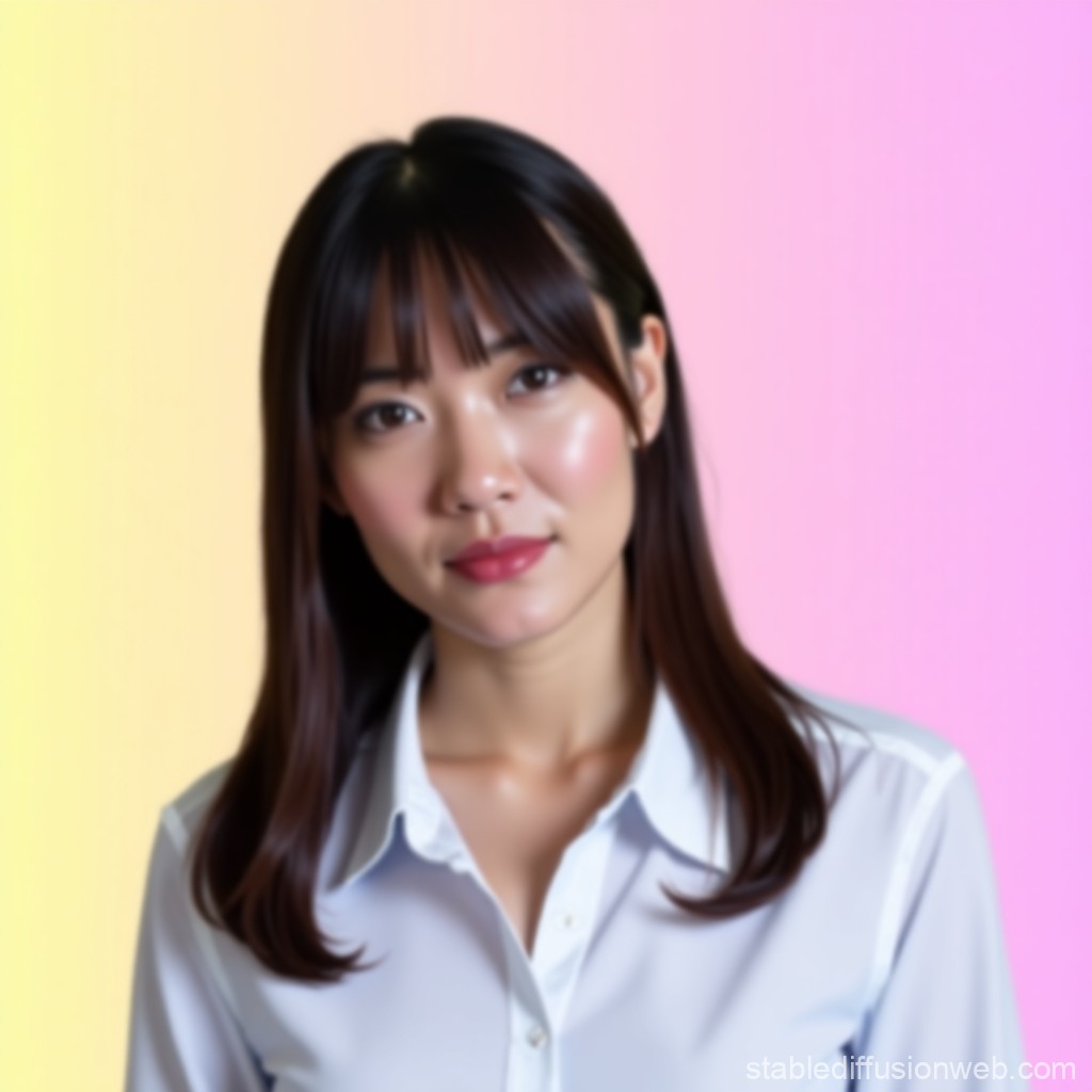 Portrait of a Young Woman with Gradient Background