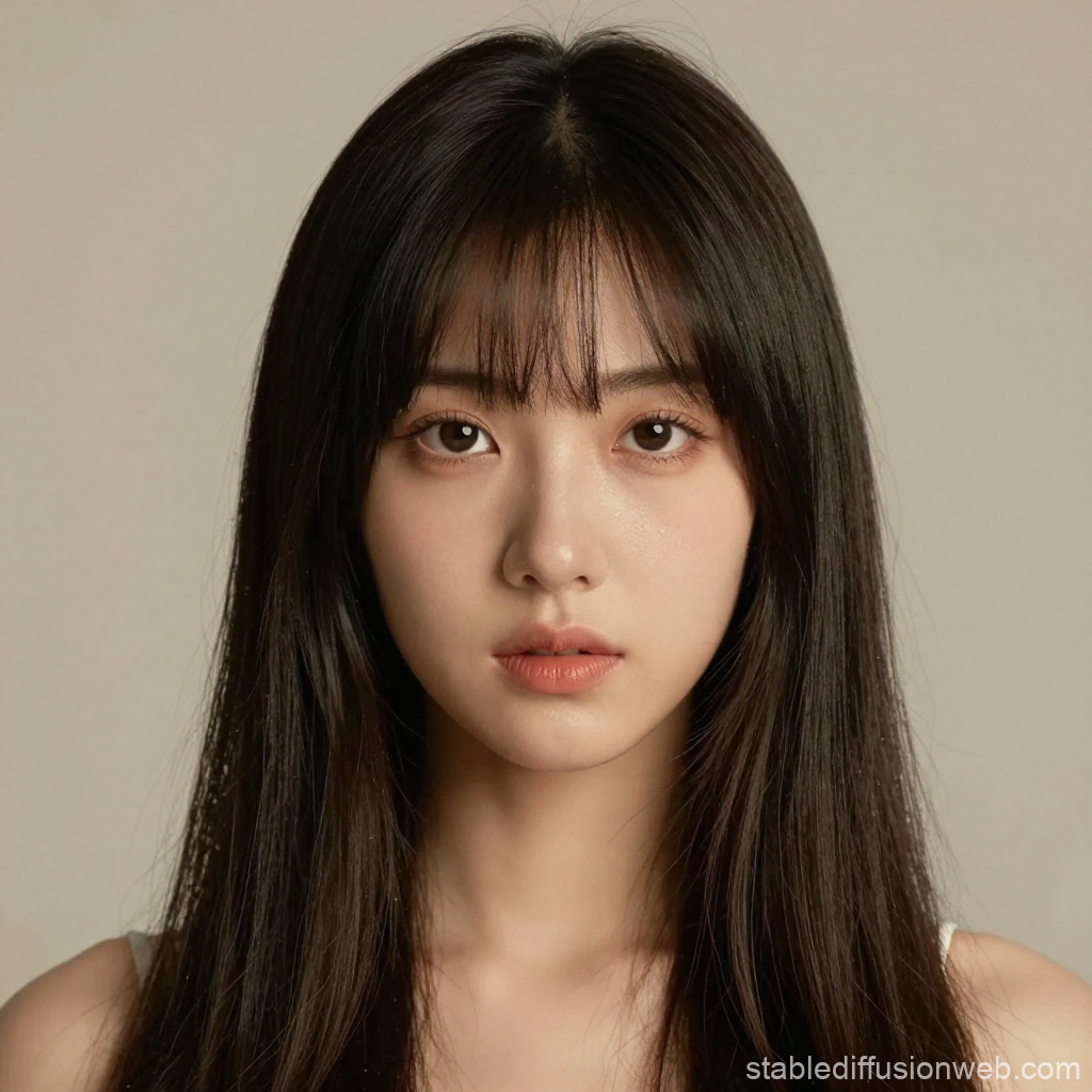 Portrait of a Young Woman with Long Dark Hair