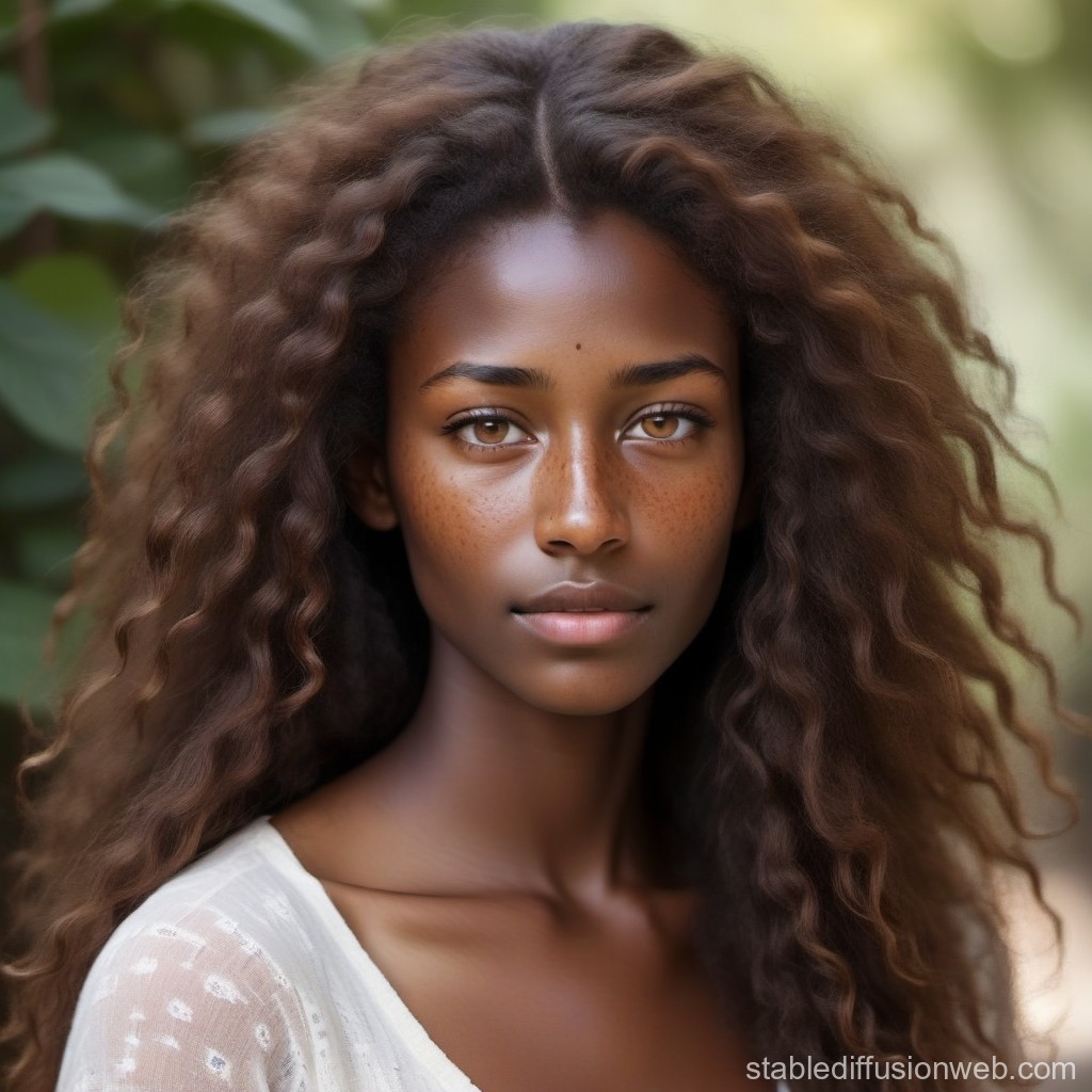 Portrait of a Young Woman with Natural Curly Hair