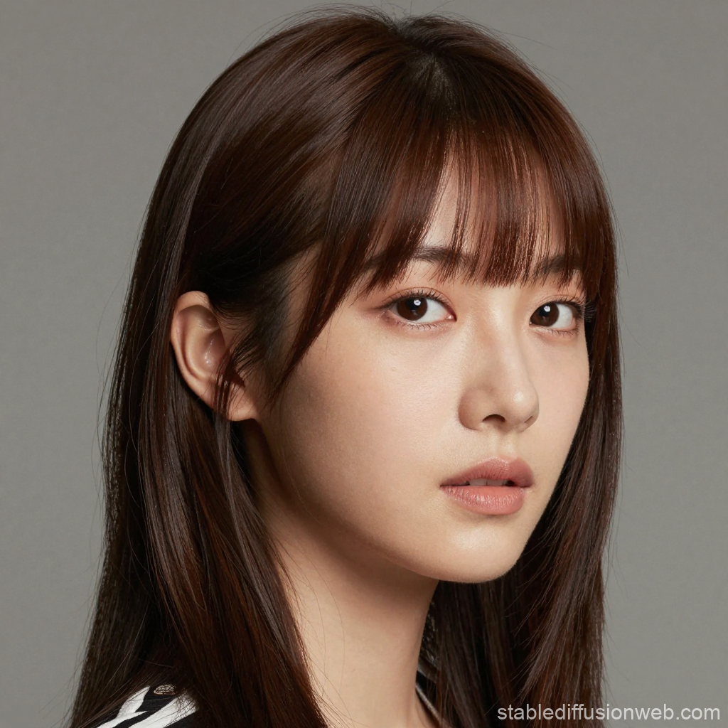 Portrait of a Young Woman with Side-Swept Hair