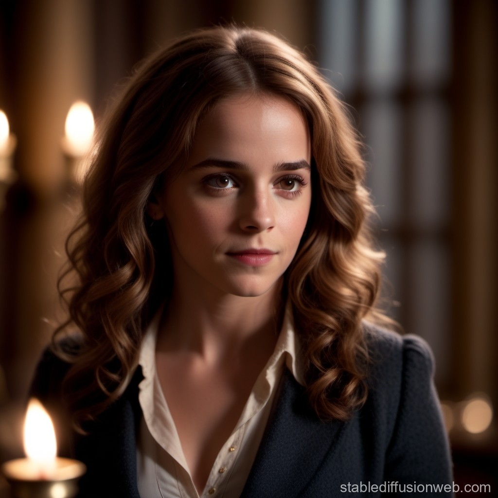 Portrait of a Young Woman with Soft Candlelight