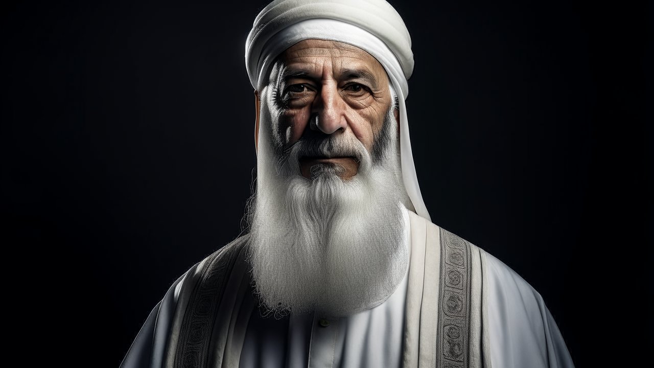 Portrait of an Elderly Arab Man in Traditional Attire
