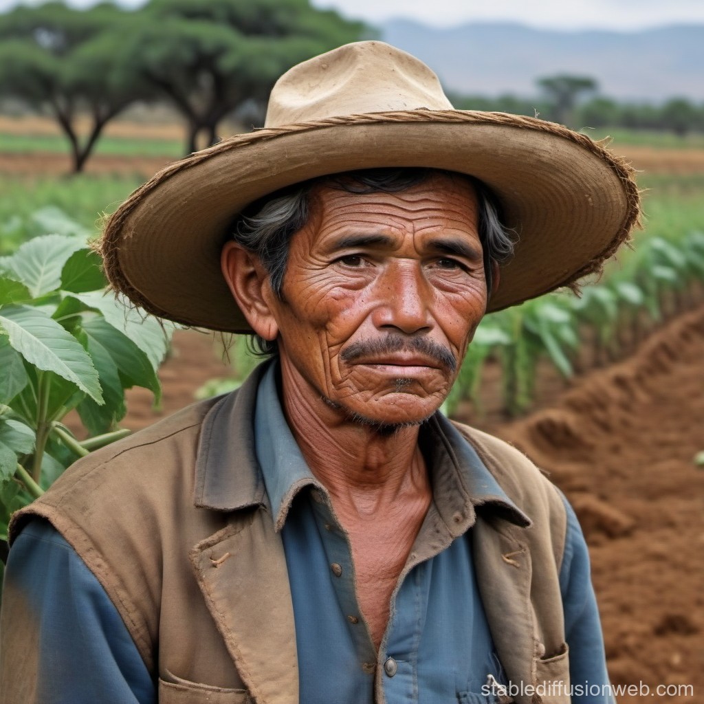 Portrait of an Elderly Farmer in a Field