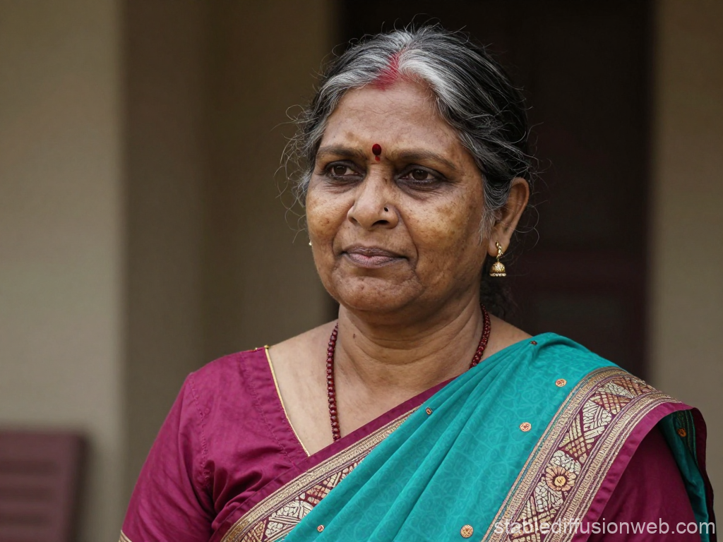 Portrait of an Indian Woman in Traditional Saree