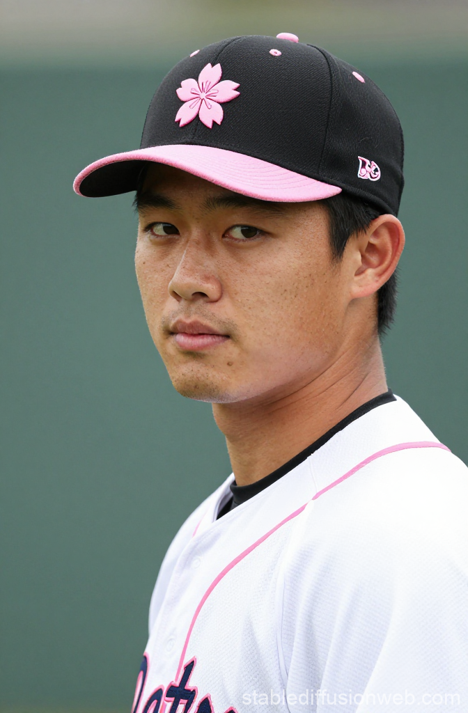 Portrait of Baseball Player in Pink-Accented Uniform