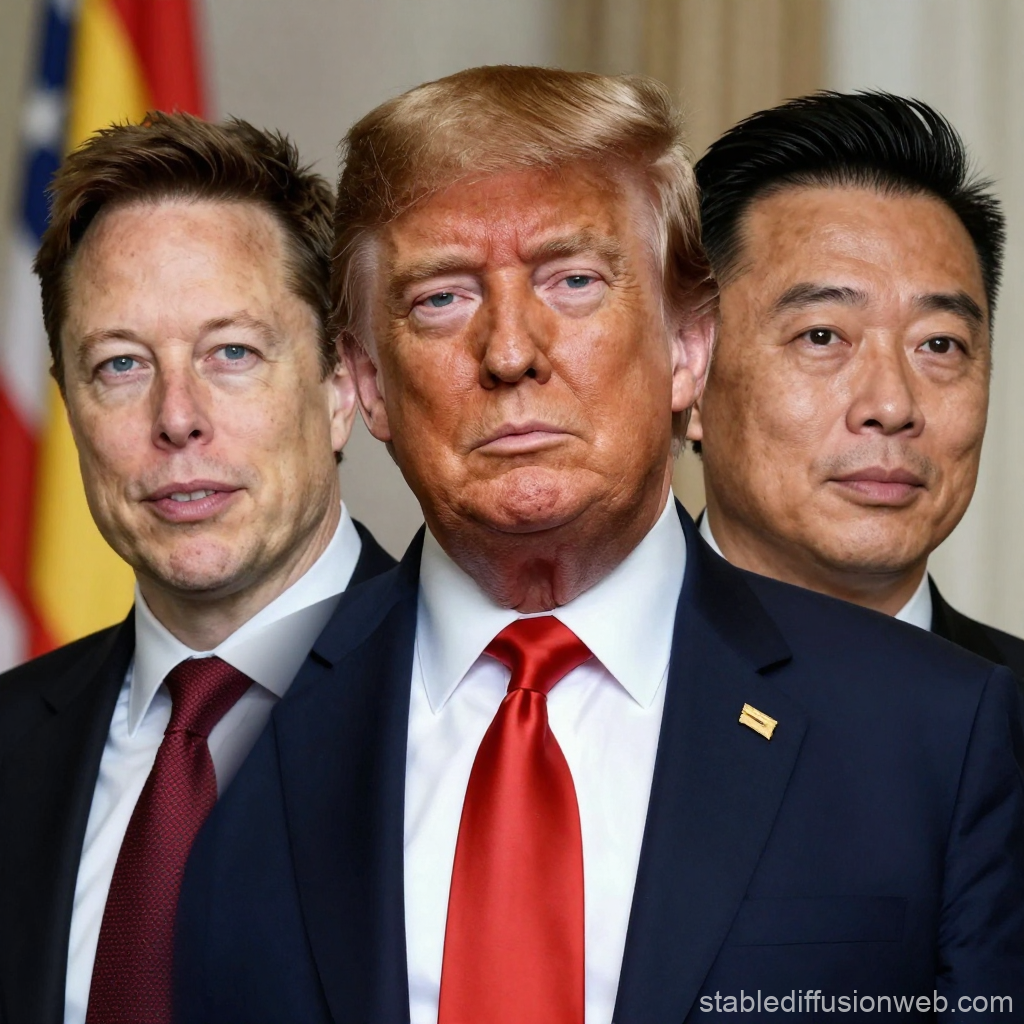 Portrait of Three Prominent Business Figures in Formal Attire