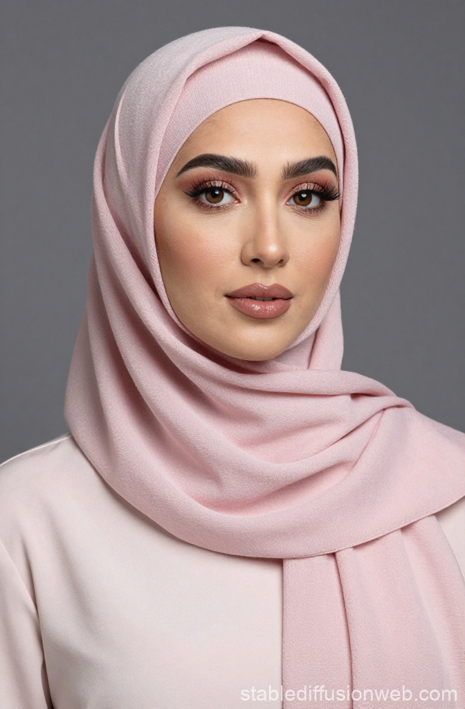 Portrait of Woman Wearing Soft Pink Hijab