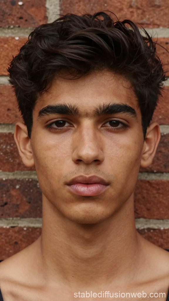 Portrait of Young Man Against Brick Wall