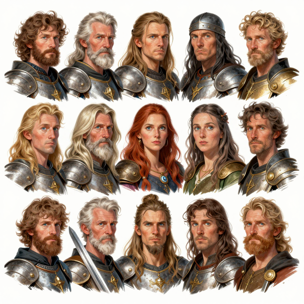 Portraits of Twelve Fantasy Adventurers in Armor