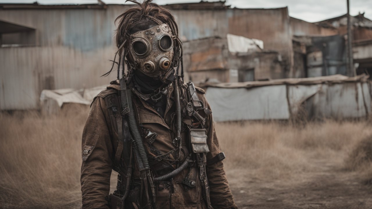 Post-Apocalyptic Survivor in Gas Mask