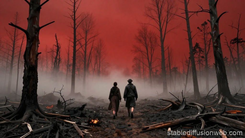 Post-Apocalyptic Walk Through Scorched Forest