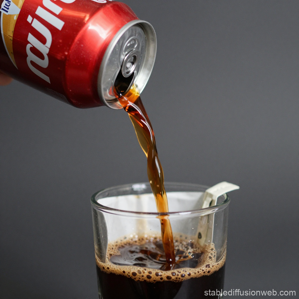Pouring Cola from Can into Glass