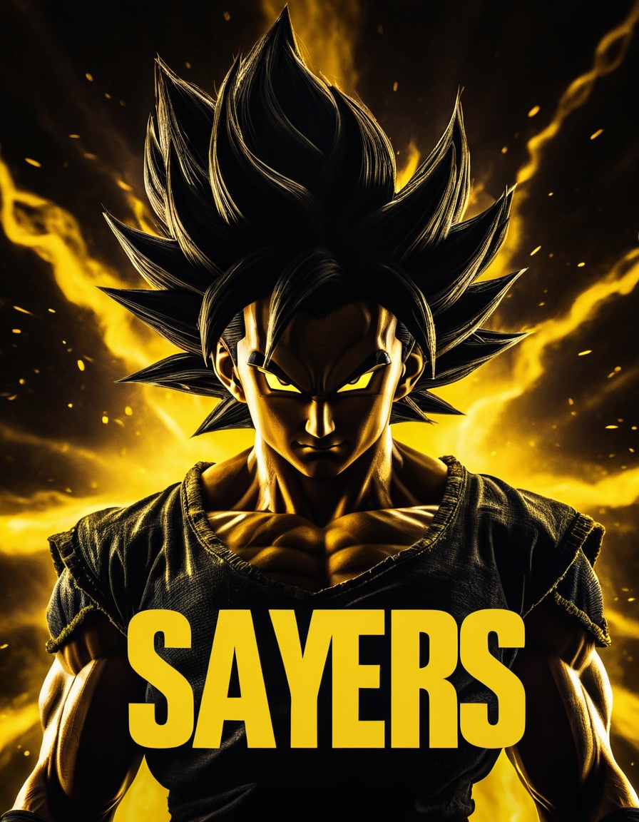 Powerful Anime Warrior with Intense Yellow Aura