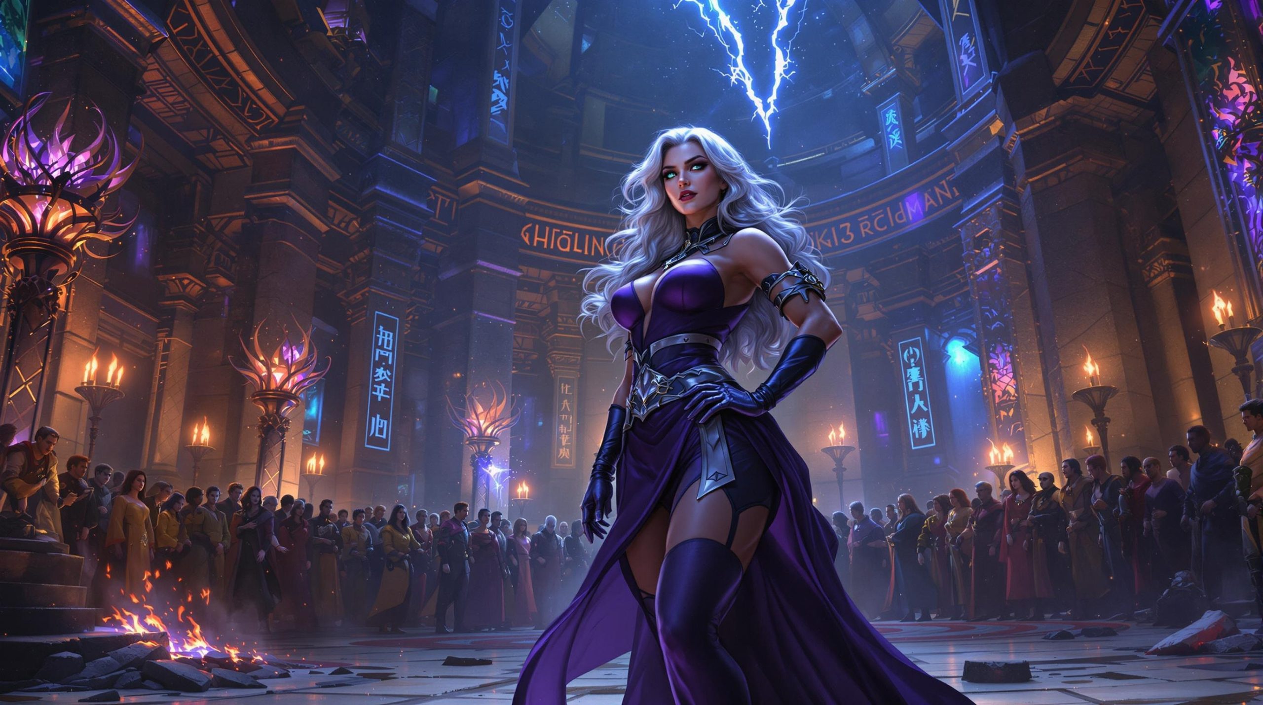 Powerful Sorceress in a Grand Arcane Hall