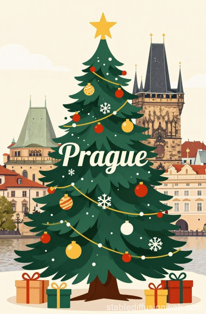 Prague Christmas Tree with Festive Decorations
