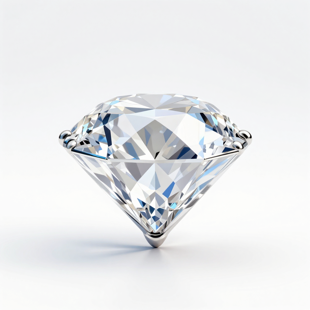 Premium Cut Diamond Gemstone on White Background