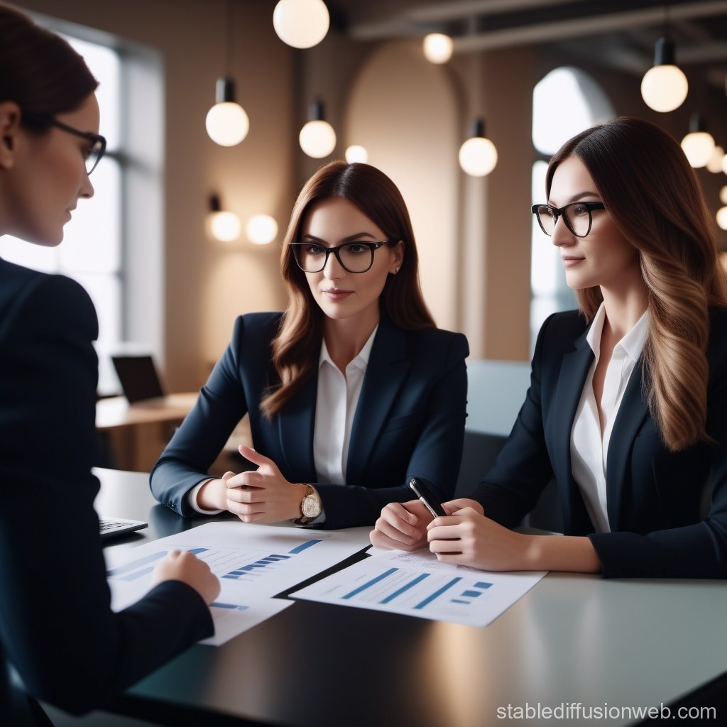 Professional Business Meeting with Women in Modern Office