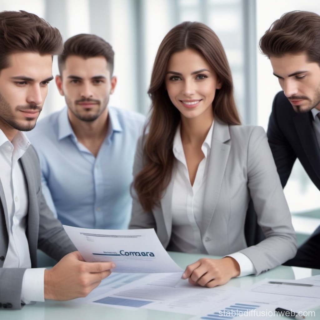 Professional Business Team Reviewing Documents in Office