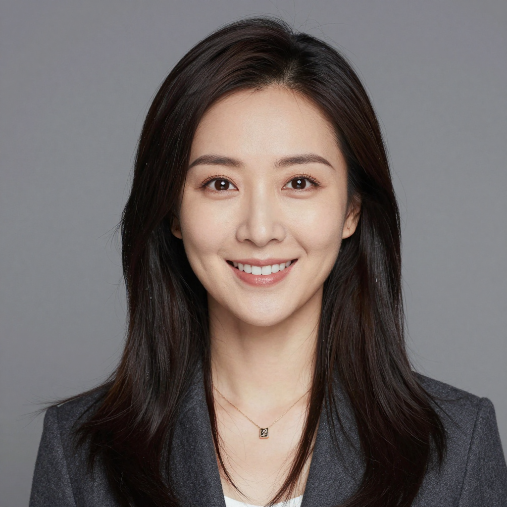 Professional Portrait of Smiling Woman in Gray Blazer