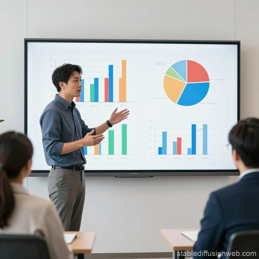 Professional Presenting Data Charts in Business Meeting