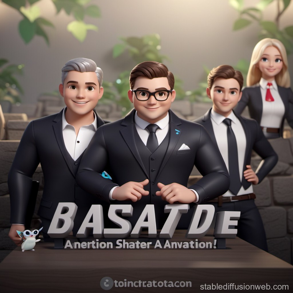 Professional Team in Business Suits with Logo Display