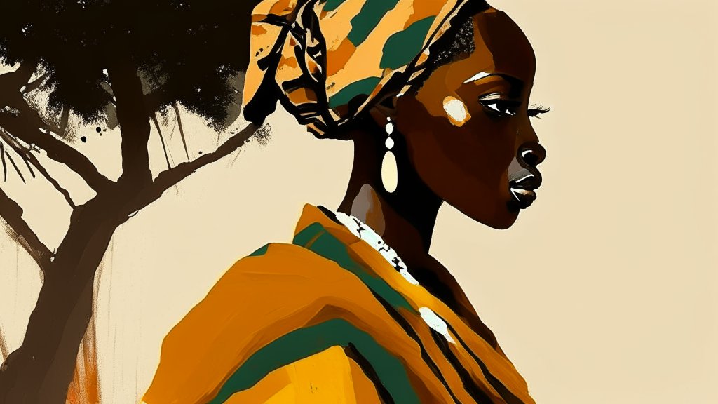 Profile of African Woman in Traditional Attire