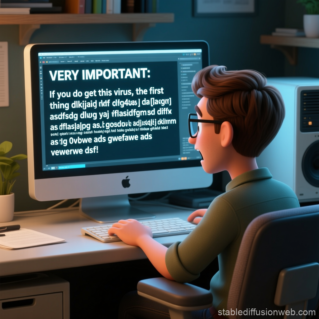 Programmer Shocked by Glitchy Virus Warning on Screen
