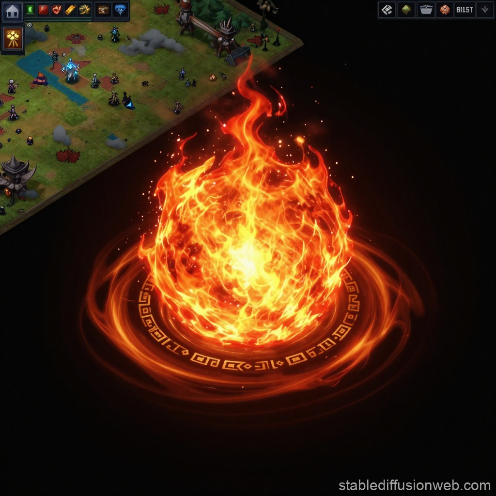 Pulsing Fireball RPG Skill Effect with Magical Circle