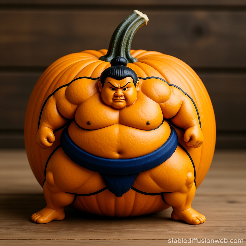 Pumpkin Sumo Wrestler Figurine