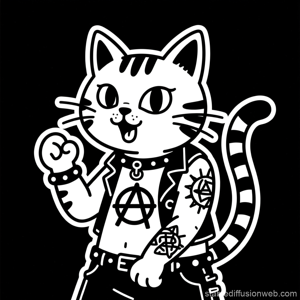 Punk Cat with Anarchy Tattoos