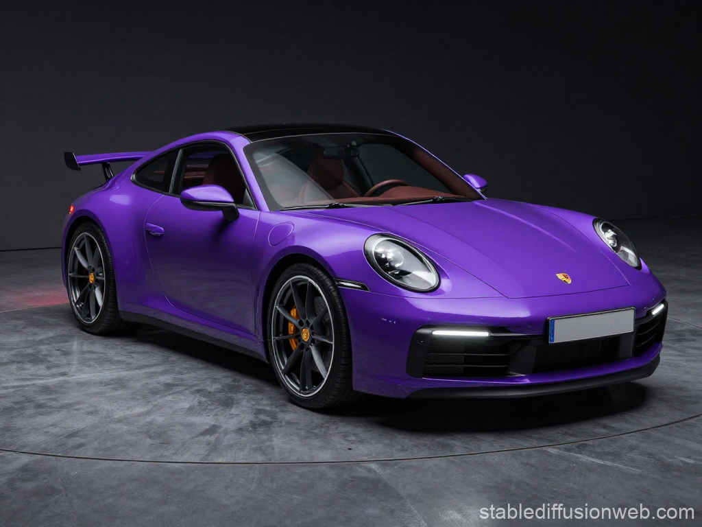 Purple Porsche 911 Sports Car in Studio